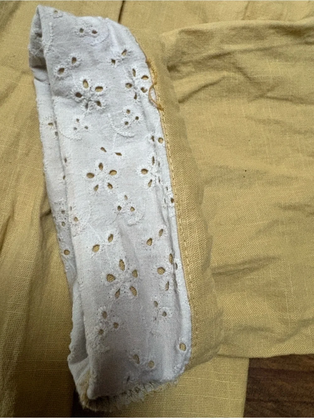 Portugal Handmade Yellow Drawstring Cotton Linen Pants w/ Eyelet Cuffs sz S